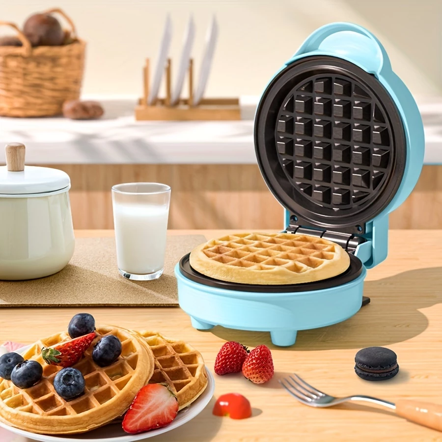 Mini Máquina de Waffles Elétrica Portátil Casa Cozinha Fazer Waffle Panquecas Automático 110V