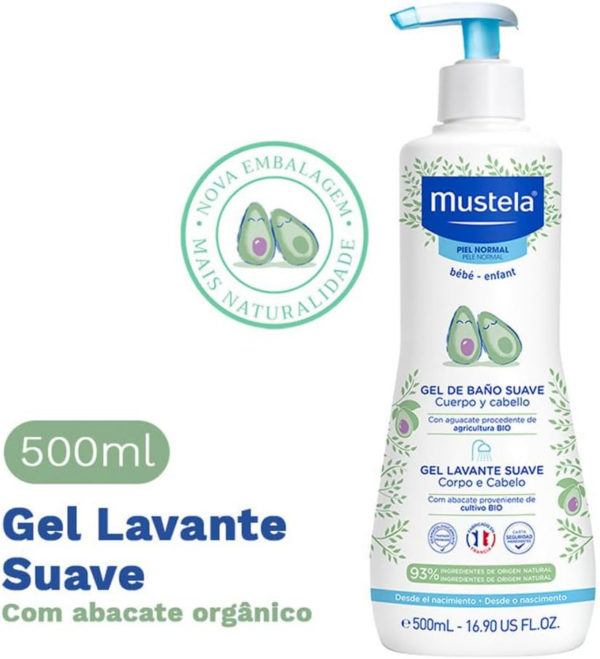 Mustela Gel Lavante Suave 500ml - Sabonete Líquido Corpo e Cabelo para bebês e crianças – feito com 93% de ingredientes de origem natural