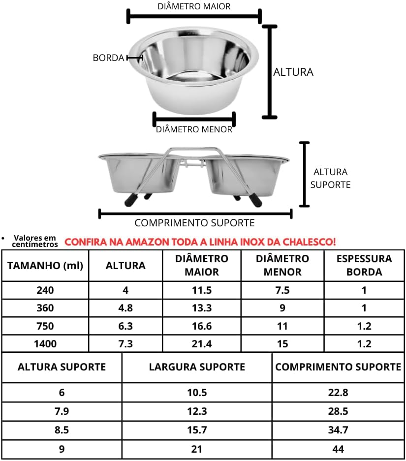 Chalesco Comedouro Duplo para Cães 360 mL