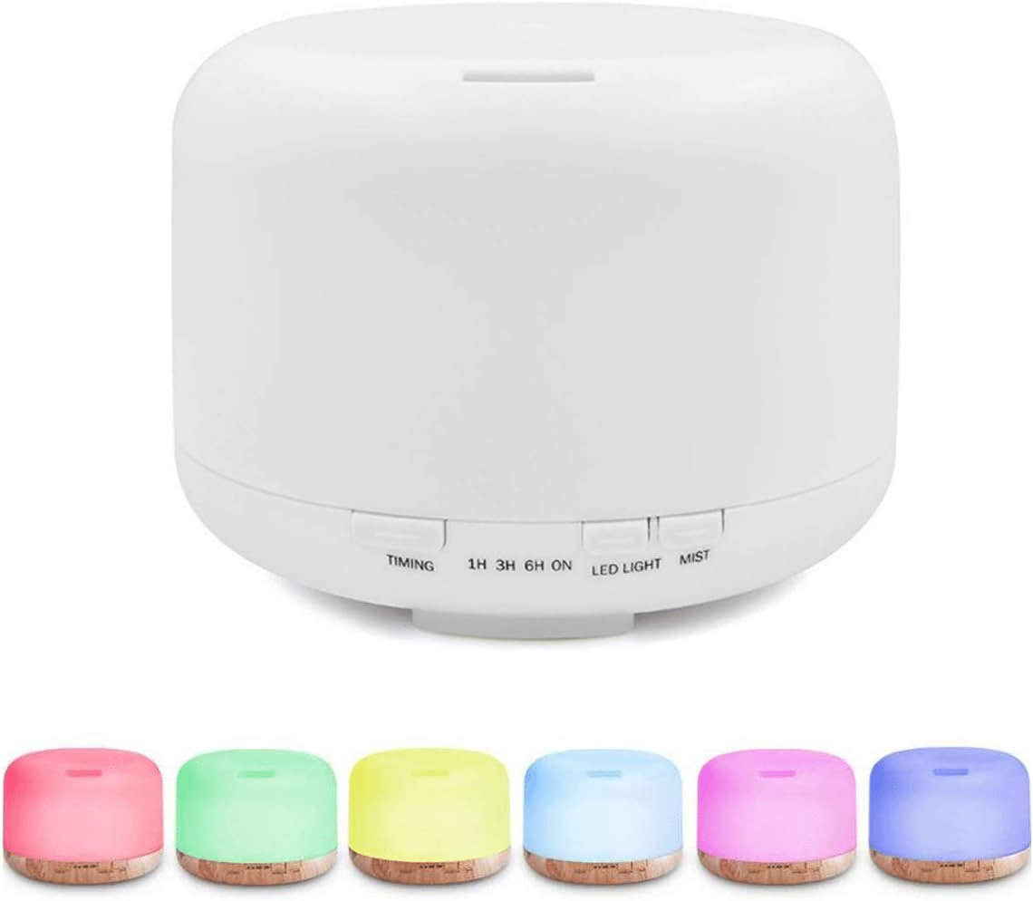 Difusor de Aromas Aromatizador Elétrico 500ml Led 7 cores com Controle Remoto Umidificador e Purificador de Ar para a sua casa e o ambiente de trabalho - Difusor de desligamento automático