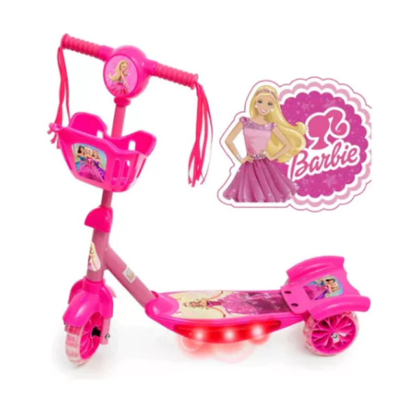 Patinete Infantil Menina 3 Rodas Roxo Barbie Com Musica e Luz