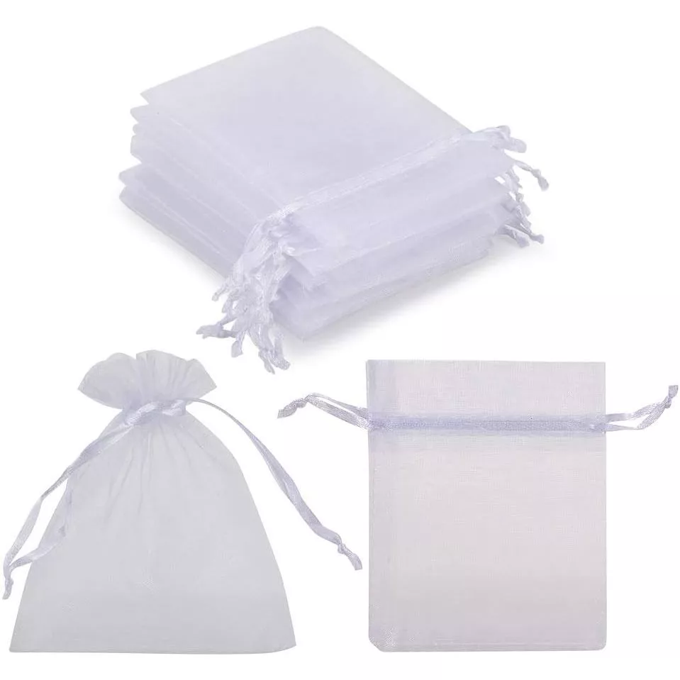 Kit 20/50/100 Un Saco Saquinho Organza Tule Saquinho 7x9 9x12 10x15 Branco Festa Casamento