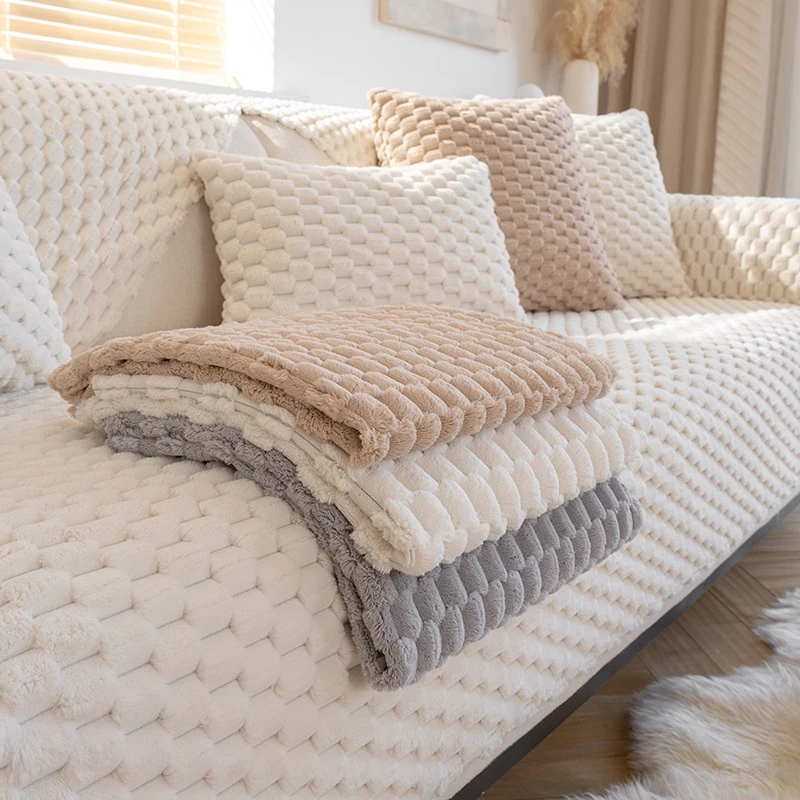 Capa De Sofá Em Forma De l Nordic Simplicidade Toalha Slipcover Cobertor Almofada De Pelúcia Simples Antiderrapante 2 3 4 Lugares
