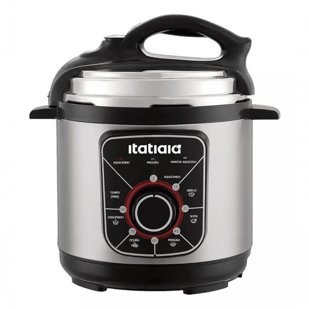 Panela de Pressão Eletrica Essencial 3L 700W Inox com Preto 127V