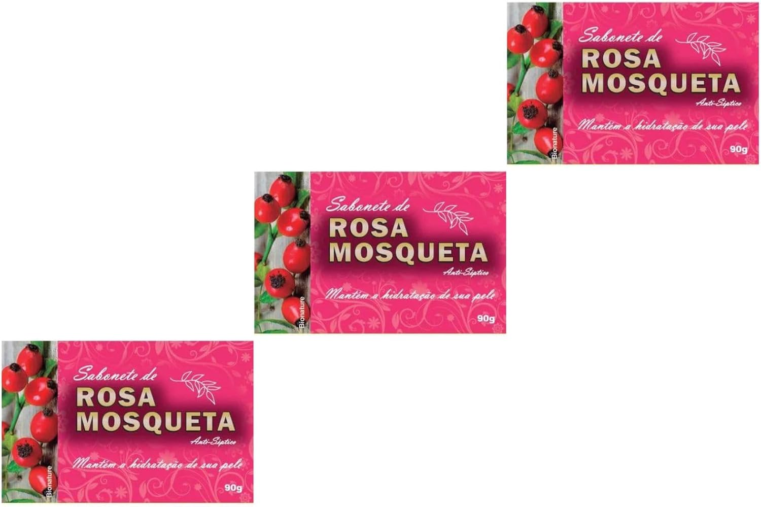 Kit Com 3 Sabonetes Bionature De Rosa Mosqueta 90g