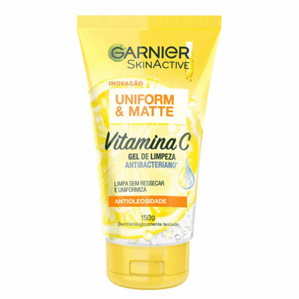 Gel de Limpeza Facial Antibacteriano Garnier Uniform & Matte Vitamina C, 150ml
