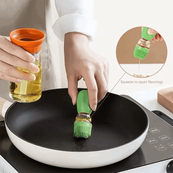 Porta azeite Dispenser Oleo Azeite Vinagre Com Pincel Culinário De Silicone