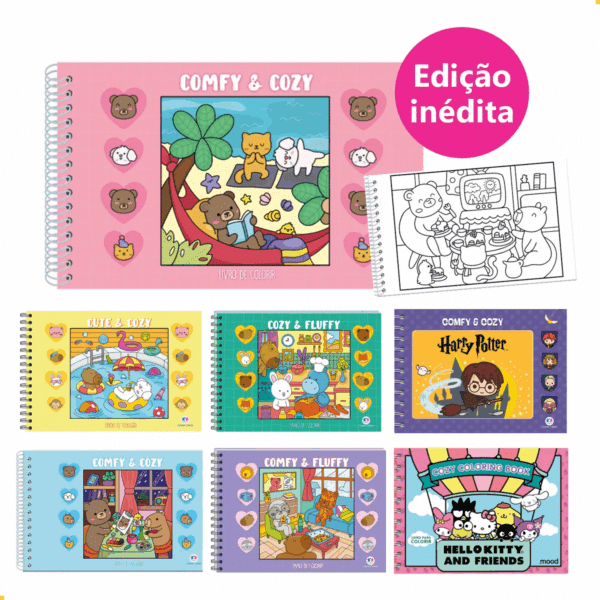 Livro De Colorir Bobbie Goods Comfy Cozy Capa Dura Desenhos Variados Folha Acetato Papel Gramatura 180g Edição Inédita