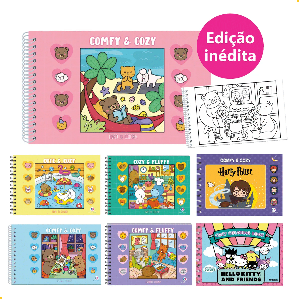 Livro De Colorir Bobbie Goods Comfy Cozy Capa Dura Desenhos Variados Folha Acetato Papel Gramatura 180g Edição Inédita