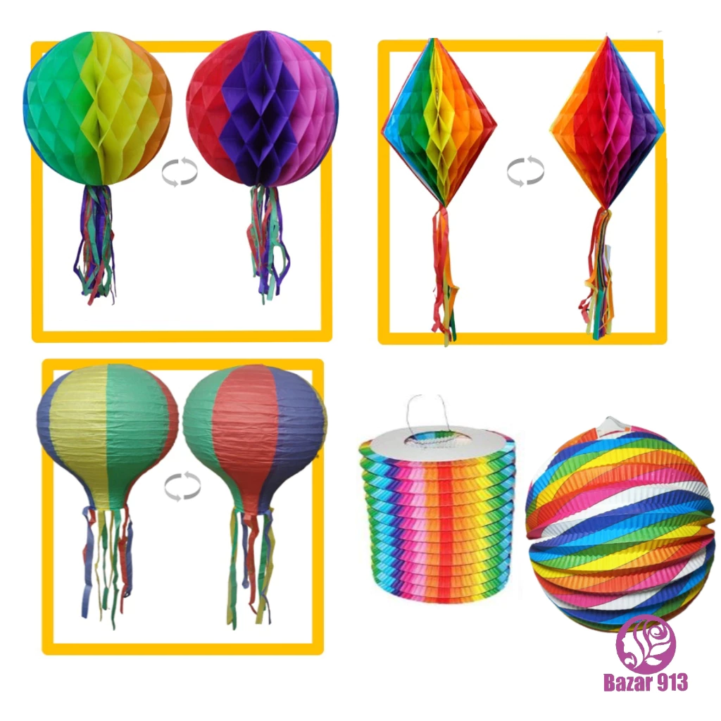 Enfeite Balão Festa Junina Papel Várias Modelos Colorido Decoração Arraial 6132