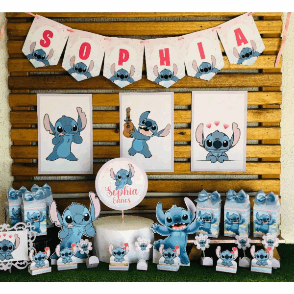Kit Festa Lilo Stitch Personalizado Só um Bolinho |mesversario Aniversário | 50 itens / 100 itens
