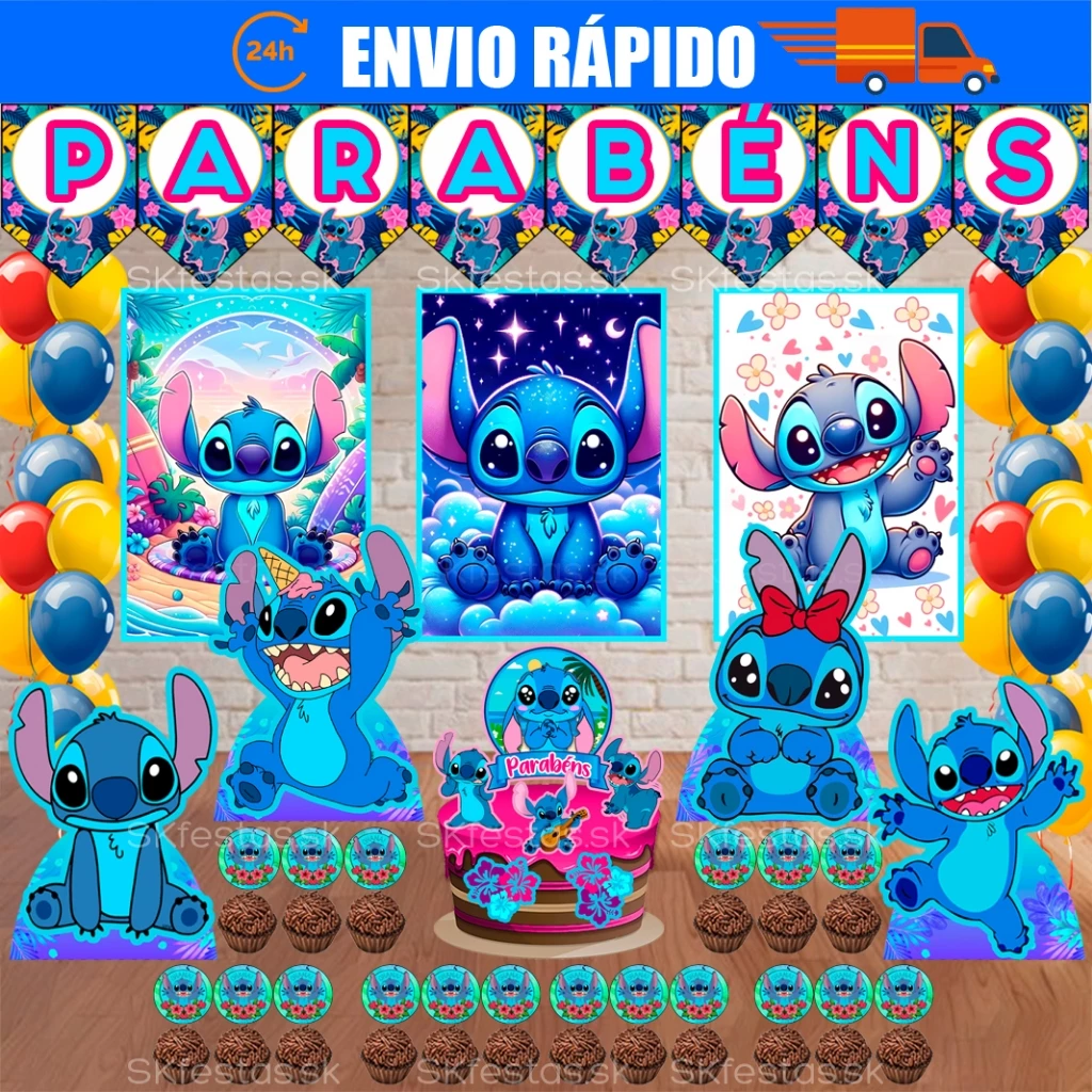 Kit Festa - Lilo & Stitch - Stitch - PERSONALIZADO NOME E IDADE - Aniversário - Festa - Mêsversário