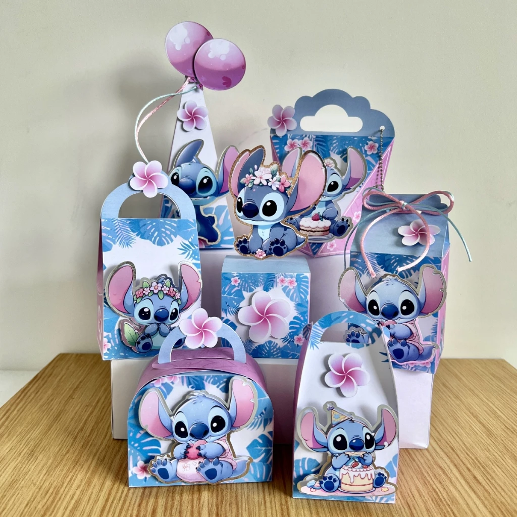 Kit Papelaria Personalizada Lilo Stitch Caixa Caixinha para Festa DESMONTADO