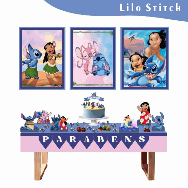 Kit Festa Fácil Decoração Prática - Lilo Stitch - 64 peças