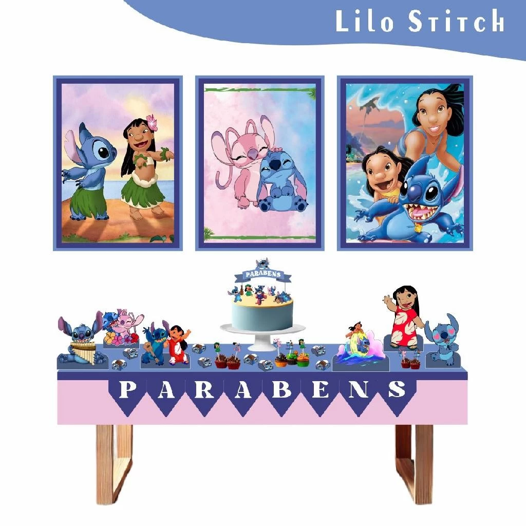 Kit Festa Fácil Decoração Prática - Lilo Stitch - 64 peças