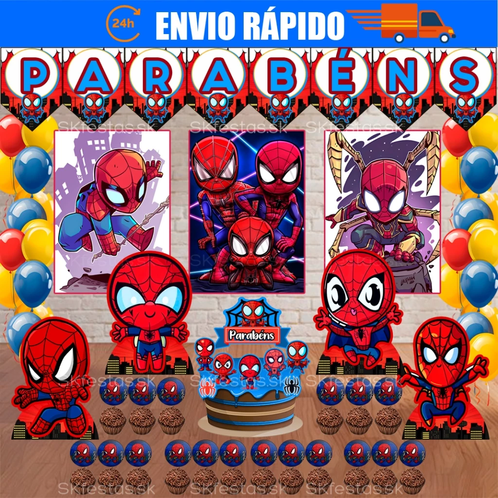 Kit Festa - Homem Aranha - Homem Aranha baby - PERSONALIZADO NOME - Aniversário - Festa-Mêsversário