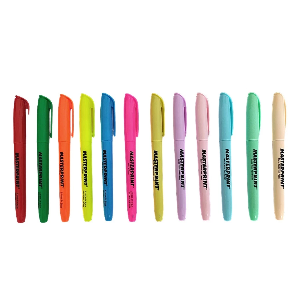 Kit 12 Marca Texto (6 Neon + 6 pastel) Caneta Marca Textos Masterprint