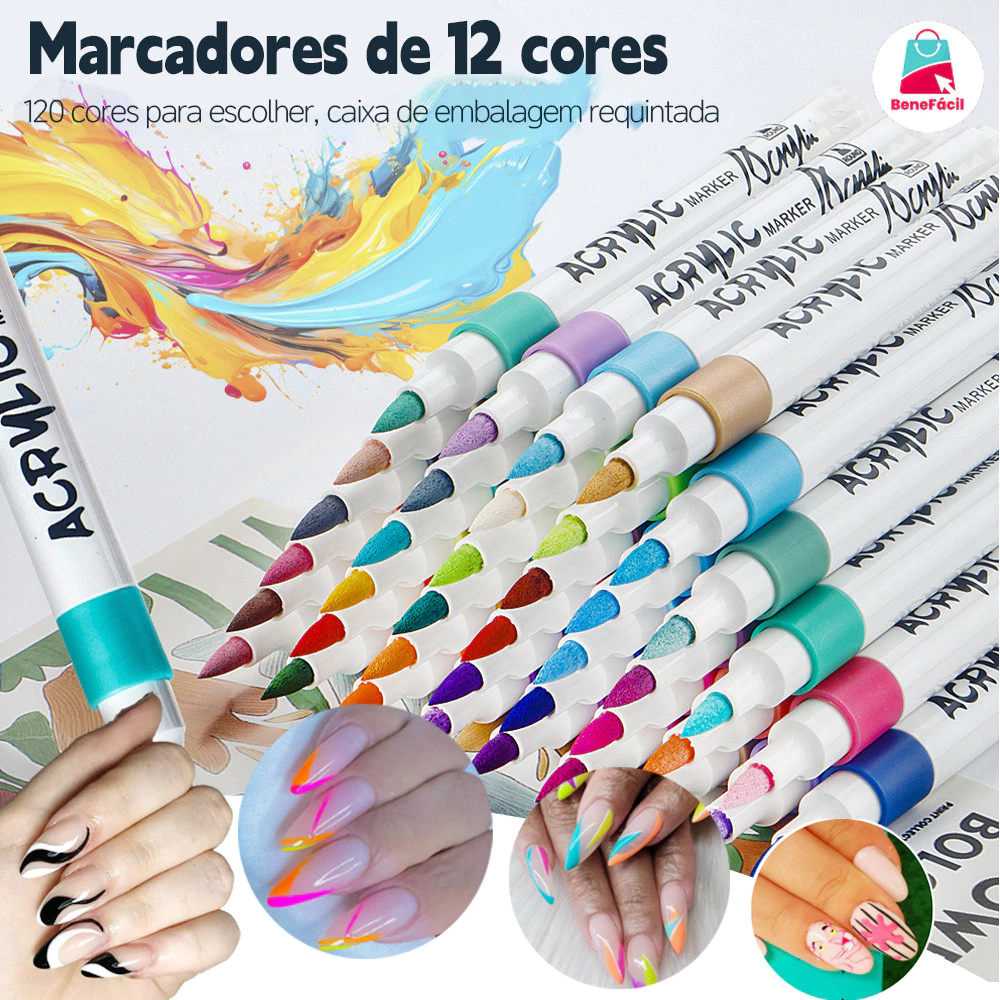 Caneta de Nail Art e Acrilico: 12 a 60 cores, boa para decoracäo de unhas acrílicas