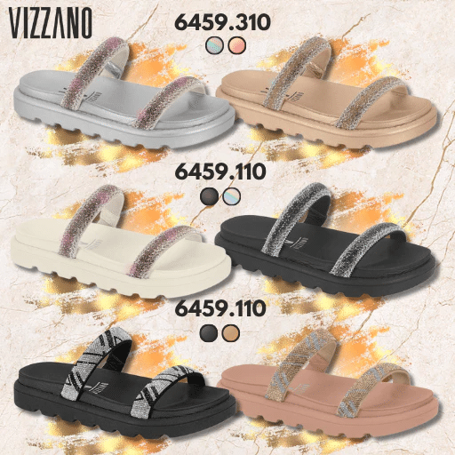 Sandália Feminino Papete Birken Vizzano Elegante Strass Confortável Brilhante tam 34 ao 40