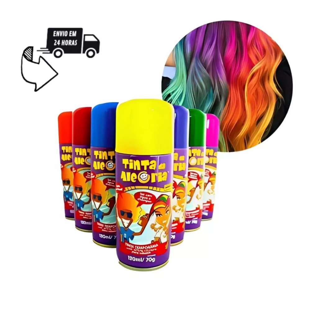 Tinta da Alegria Spray para Colorir Cabelos 150ml - 80g Todas as Cores