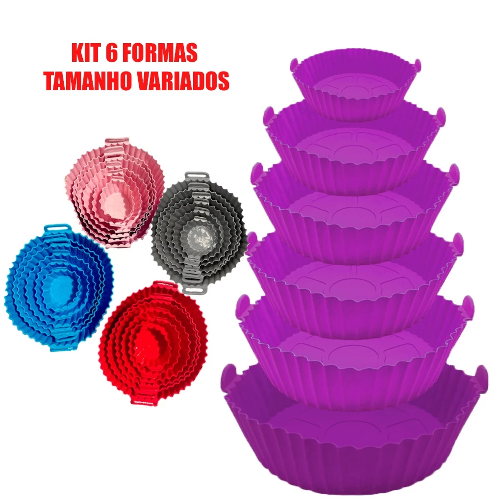 Kit 6 Forma Silicone Pra Fritadeira Air Fry Micro-ondas